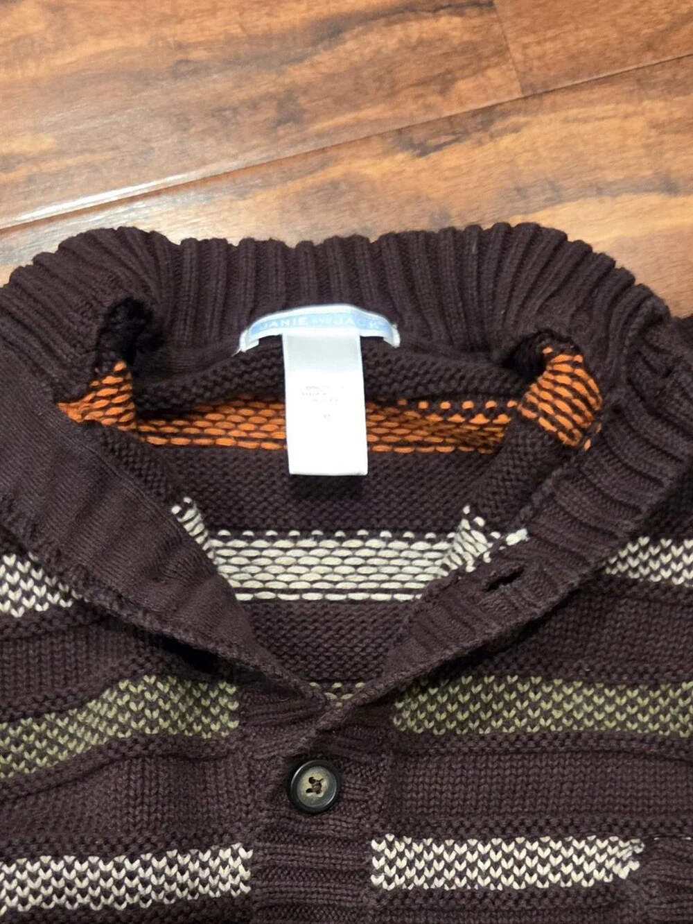 Janie and Jack EUC 2T Brown Striped Knit Button Cardigan